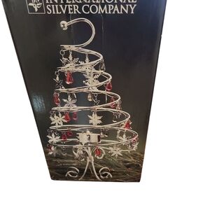 International Silver Company Holiday Spiral Candle Holder - Silver and Red